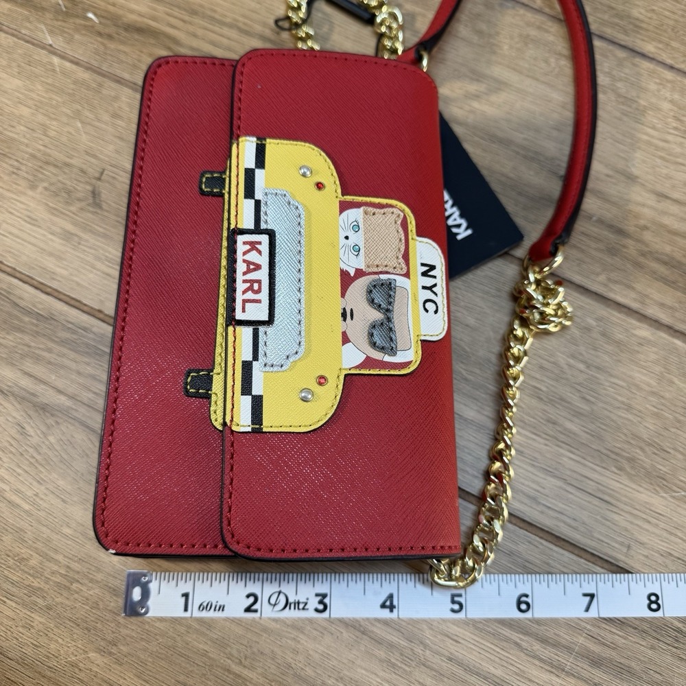 Karl Lagerfeld Red Crossbody Purse with Chain • Brand New • NYC Taxi with cat! - Picture 12 of 13